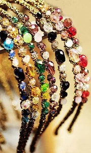 1x Women Girl Lady Colorful Crystal Beads Rhinestone Look Headband Hair Band - Picture 1 of 22