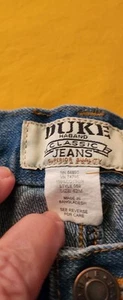 DUKE Men's High Rise Cotton Denim Jeans Tapered Legs Blue Size 42x26 - Picture 1 of 3