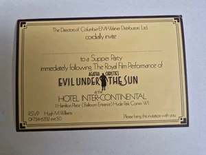 Evil Under the Sun Supper Party Invitation Ticket Agatha Christie Peter Unstinov - Picture 1 of 3