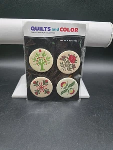 Quilts And Color The Pilgrim Roy Collection Set Of 4 Buttons - Picture 1 of 3