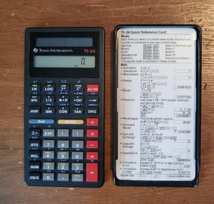 Texas Instruments TI-34 Scientific Calculator + Slide On Cover (Solar Powered) - Picture 1 of 5