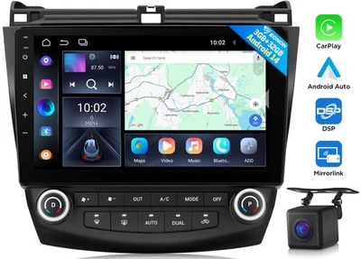 CAM+Android 14 CarPlay 10.1" Coche GPS Estéreo Radio WiFi DSP para Honda Accord 03-07 Foto 1 de 4