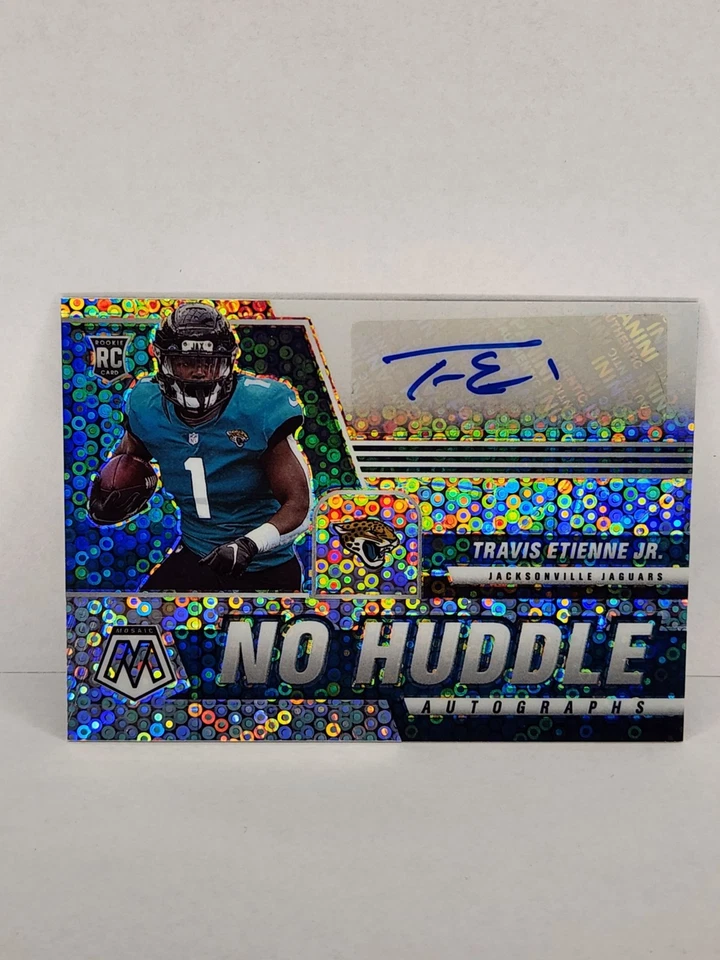 2021 Panini Mosaic No Huddle Autographs Travis Etienne Jr. Silver Disco Prizm RC - Image 1 of 3