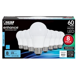 Feit Electric A19 LED Light Bulbs, 60W Equivalent, Dimmable, E26 Standard Bas... - Picture 1 of 7