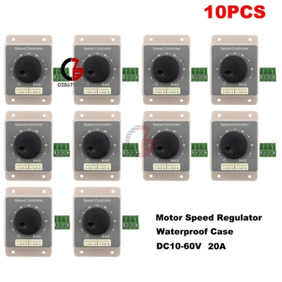 10PCS 10-60V 20A Pulse Width Modulator PWM DC Motor Speed Controller Waterproof - Image 1 of 4