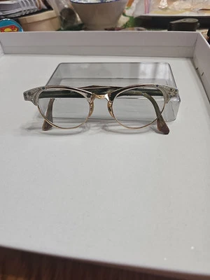 ÓCULOS DE OLHO VINTAGE ARTCRAFT ALUMÍNIO OURO AMARELO 12K PREENCHIDO COM STRASS GATOS - Imagem 1 de 4