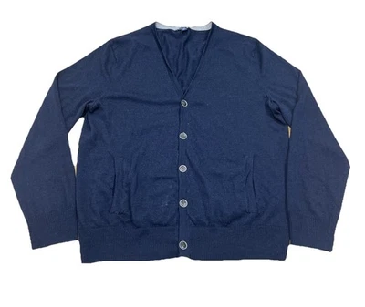 Gap Y2K Extra Fine Merino Wool Cardigan Sweater Mens XL Navy Blue Grandpa Mature - Image 1 of 4