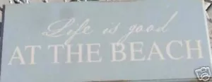 Nuevo - Letrero de madera en dificultades - La vida es buena en la playa - 16 pulgadas. x 7 pulgadas. - Imagen 1 de 1