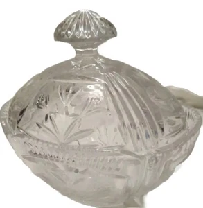 Lead 24% Hand Cut CRYSTAL Candy BOWL With Large Knob Lid Excellent Condition! - Picture 1 of 4