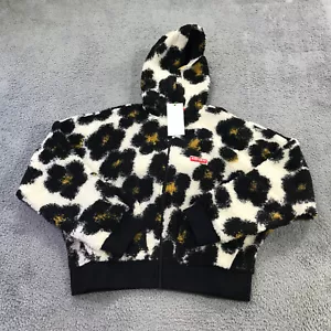 KENZO Jacket Womens Medium Hana Leopard Full Zip Hoodie Cropped Bomber Yellow Be - Picture 1 of 13