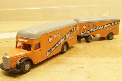 HO 1:87 Brekina 5512 Mercedes Benz MB L 6600 Möbelkofferzug " Bartz & Co " Senza - Immagine 1 di 4