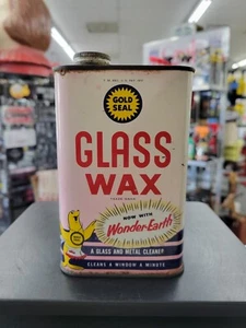 Vintage Multicolored Gold Seal Glass Wax 1 Pint Can With Seal Image. USA - Picture 1 of 7