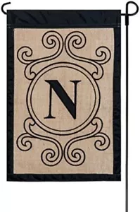 Jetmax Everyday Burlap Applique Garden Flag ~ Monogram Initial N ~ 12" x 18" NEW - Picture 1 of 1