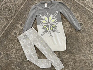Gymboree COZY SKI LODGE Gem Snowflake Sweater Dress & Leggings, Size 5, EUC - Picture 1 of 2