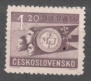 CZECHOSLOVAKIA 1947 SC#332 **MNH 1,20k st., World Youth Festival held in Prague. - Picture 1 of 1