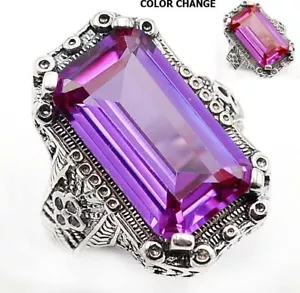 6CT Natural Alexandrite 925 Sterling Silver Nouveau Style Ring Jewelry Sz 7 - Picture 1 of 4