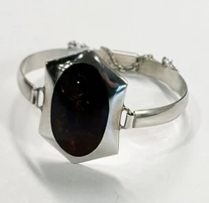 Brazalete de diseñador ovalado de plata esterlina 925 coñac ámbar báltico 6,5 en 21 g - Imagen 1 de 4