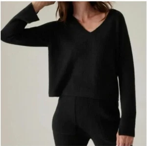 Athleta Felicity Cozy V Neck Ribbed Sweater Size Small - Picture 1 of 5