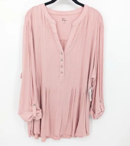 Kim Rogers Top Womens Plus 3X Pink Tunic Stretch Shirt Soft Casual Feminine NWT - Picture 1 of 11