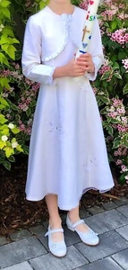 Kommunionkleid mit Bolero-Jacke Gr. 134 - 100 % Seide - Bild 1 von 7