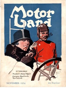 1924 Motor Land November Cover only - Before the Stanford Football game - Rare - Foto 1 di 1