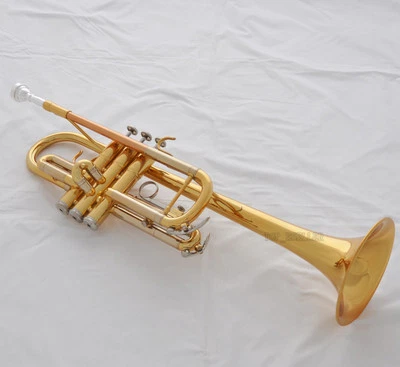 Trompeta Prof Electroforesis Oro Nueva Llave C Cuerno Monel Válvulas Con Estuche Foto 1 de 4