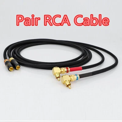 Pair HiFi Audio RCA Signal Cable Coaxial Cable W/ Right Angle Flat RCA Plug New - Image 1 of 4