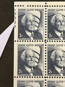 54181 USA US Stamp Sc#1280c 2c Pane Major Plate # Shown Errors EFO MNHNG See Pic - Picture 1 of 3