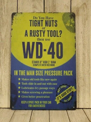 Tin Sign 8x12 Tight Nuts Rusty Tool Rustic Vintage Style Funny Garage Mechanic - Image 1 of 4