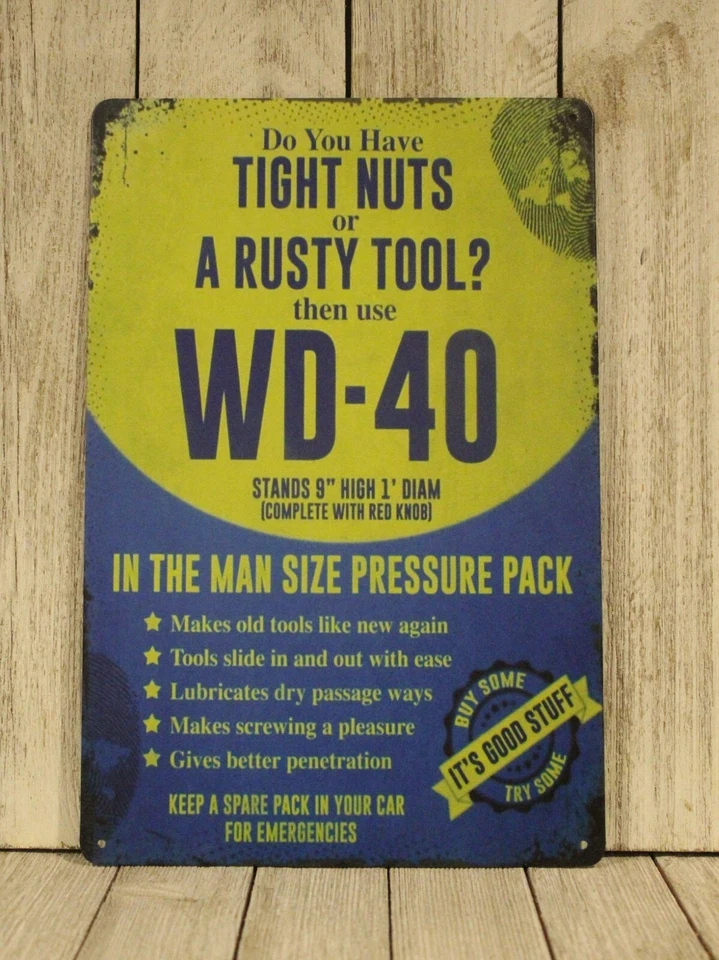 Tin Sign 8x12 Tight Nuts Rusty Tool Rustic Vintage Style Funny Garage Mechanic - Image 1 of 4