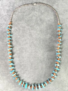 Necklace 30" Branch Coral & Turquoise Nugget & Voluta Sea Snail Shell Heishi - Picture 1 of 12