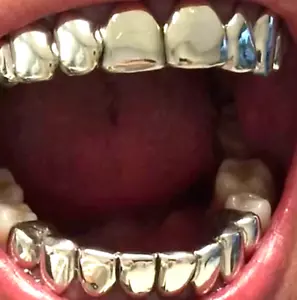 Silber galvanisiert nicht anlaufend Custom 8 obere 8 untere Grillz für Zähne + Formen - Bild 1 von 5