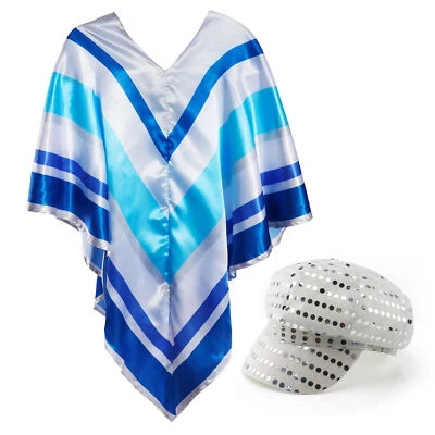 ILOVEFANCYDRESS 70'S POP ICON QUEEN COSTUME PONCHO & HAT 1970'S EUROVISION FANCY DRESS SINGER