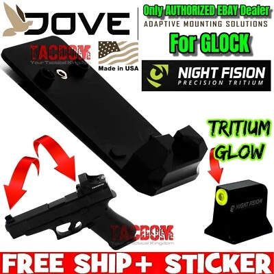 DOVE DOT ADAPTIVE MOUNTING SOLUTIONS DOVE Mounting Solutions TRITIUM NIGHT SIGHT for GLOCK RMSc Slide Sight Adapter