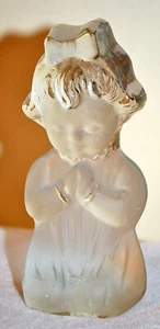 Vintage Hand Made Viking Glass Crystal Frosted Praying Girl Paperweight W/LABEL - Picture 1 of 8