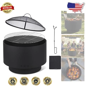 Tragbare 26 Zoll Outdoor Feuerstelle mit Feuerschürhaken - Ideal für Camping & Terrassen - Bild 1 von 11