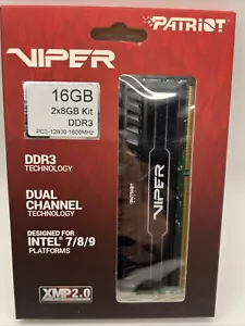 Patriot Viper XMP2.0 16GB DDR3 PC3-12800 1600MHz (PV316G160C9K) - Picture 1 of 10