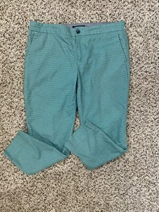 Banana Republic Size 10 Cropped Green White Polka Dot Pants Petal Pushers Spring - Picture 1 of 3