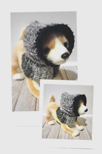 crochet handmade dog pet hood hat cat snood xs small gray black ombre new - Picture 1 of 4