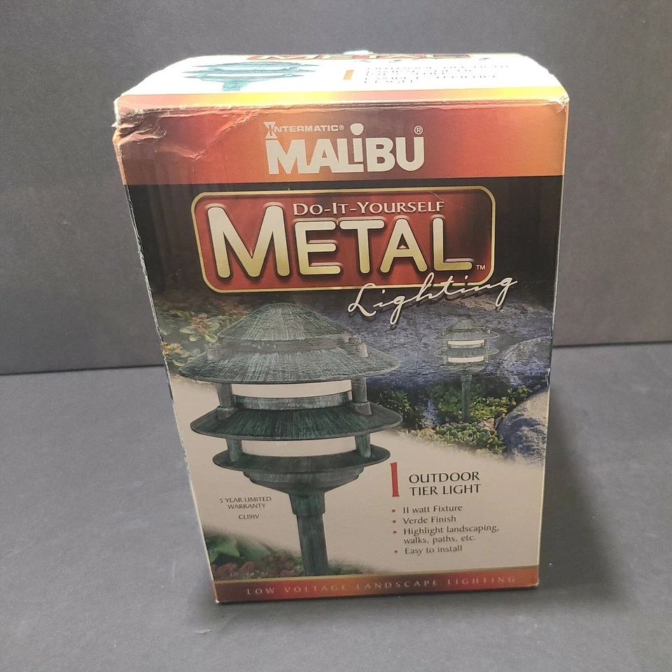 Set of 2 Malibu CL191V Landscape Light 18w Metal Verde Three Tier Complete