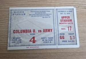 1955 Michie Stadium Columbia University vs Army Football Game Ticket Stub - Picture 1 of 2