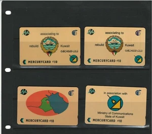 OPERATION DESERT STORM MERCURY TELEPHONE CARDS USED IN KUWAIT used LE Rare - Zdjęcie 1 z 2