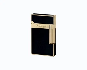 S.T. DUPONT ACCENDINO A PIETRINA LINEA 2 LACCA NERA FINITURA ORO GIALLO 016884 - Foto 1 di 2