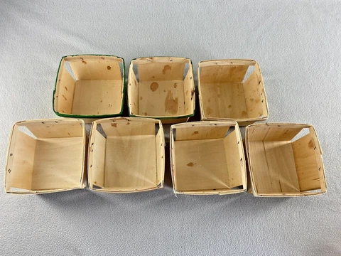 Vintage Wood Slat Berry Boxes Baskets 5"x5"x3" Lot of 7 Fruit Storage Crafting Cover