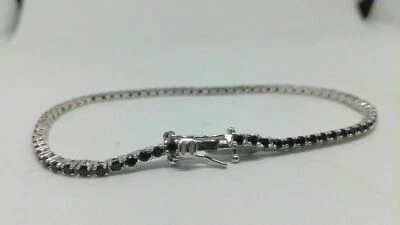 BRACCIALE TENNIS ZIRCONI NERI ARGENTO MM 2 UNISEX 4 griffe cm 16 18 20 EXPLOIT - Immagine 1 di 4