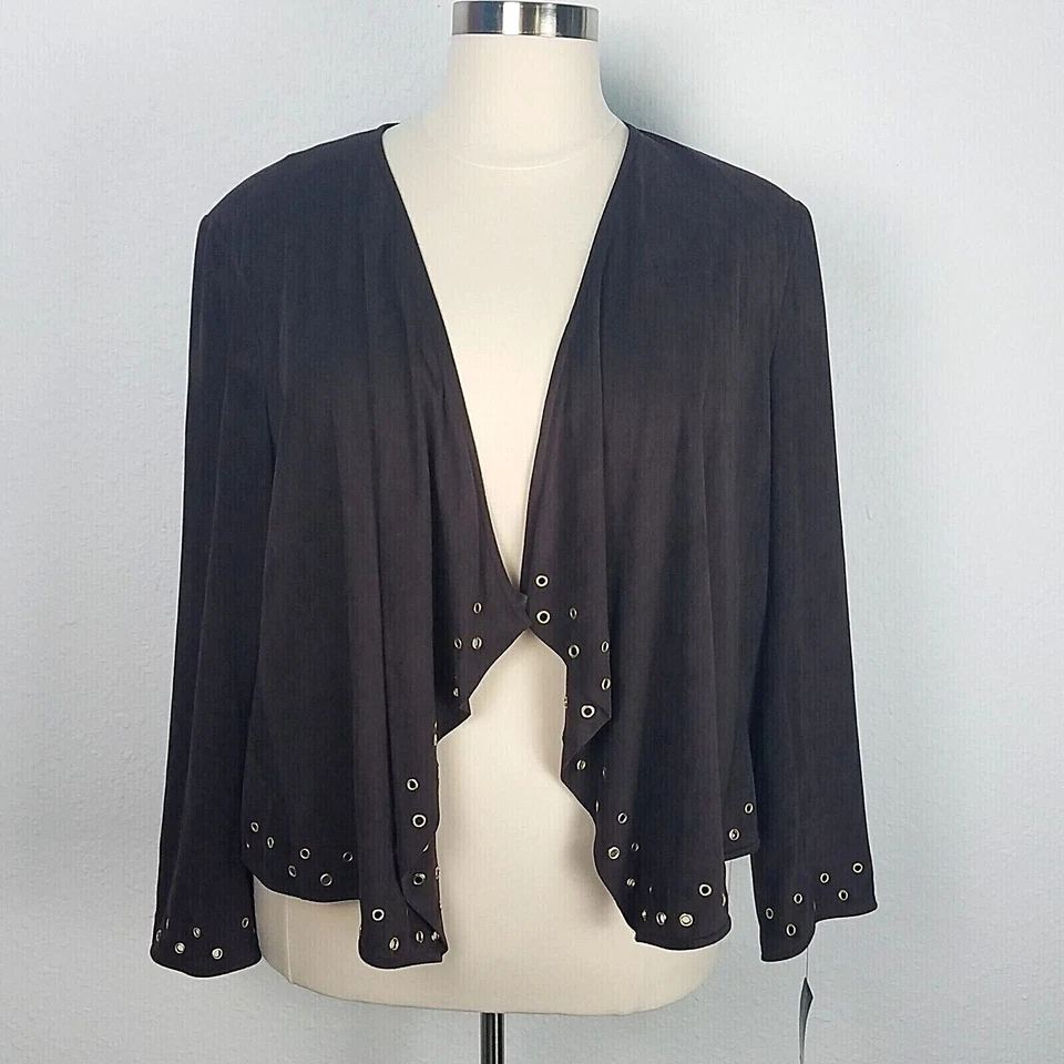INC International Concepts Faux Suede Jacket 3X Brown Open Front Cardigan New  - Image 1 of 4