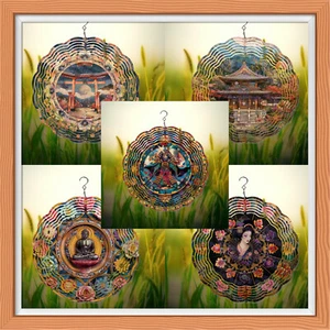 Japanese Themed 8/10/12 Inch Wind Spinner (5 Styles) - Picture 1 of 6