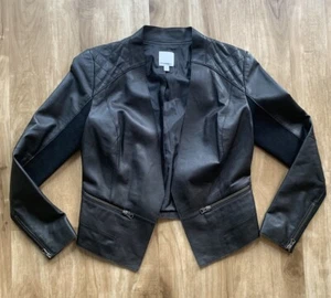 Halogen Leather Jacket Womens Small Black Coat - Picture 1 of 4