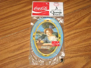 COCA-COLA 3 OVAL CHANGE TRAYS THE ARCHIVES COLLECTION 1983 NEW IN PACKAGE - Picture 1 of 2