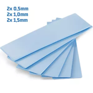 6 pièces coussinets conducteurs thermiques en silicone pour SSD M.2, 3 tailles: 0,5 mm / 1,0 mm / 1,5 mm - Photo 1/8